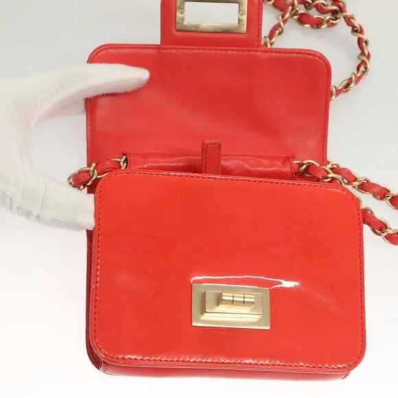 CHANEL Chain Shoulder Wallet Enamel Orange Gold - Picture 10 of 16